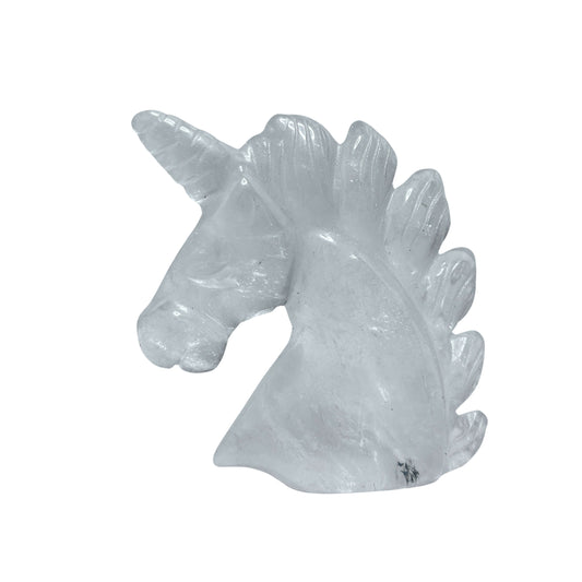 2" White Clear Quartz Crystal Unicorn